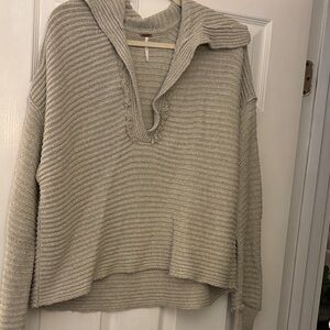 Free People Cream V-Neck Sweater